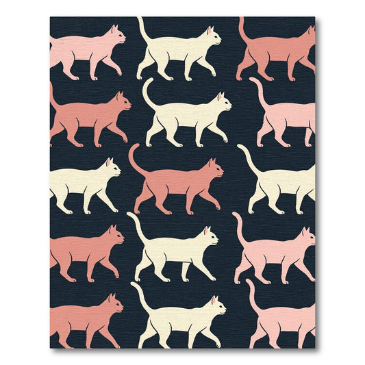 Minimalist Cream and Peach Cat Silhouette Rug