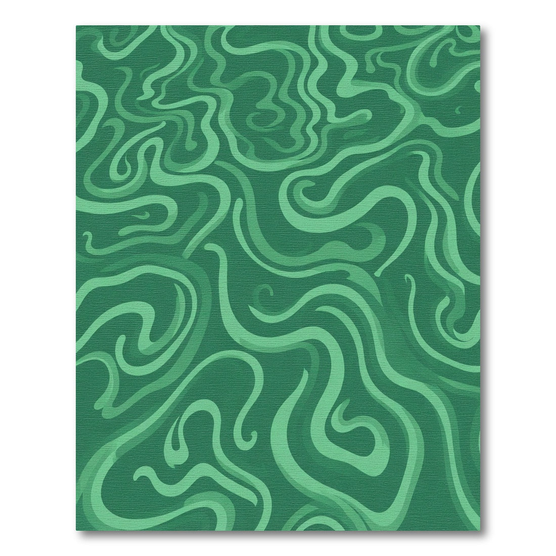 Deep Green Swirling Abstract Ribbons Rug