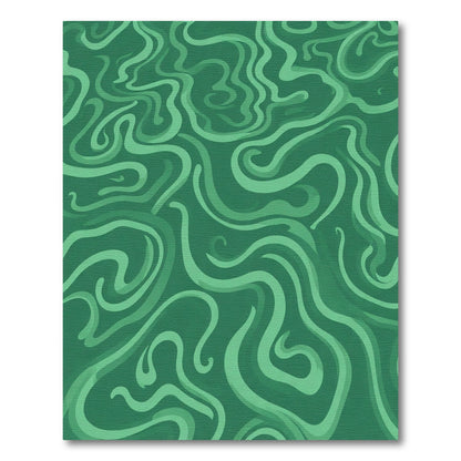 Deep Green Swirling Abstract Ribbons Rug