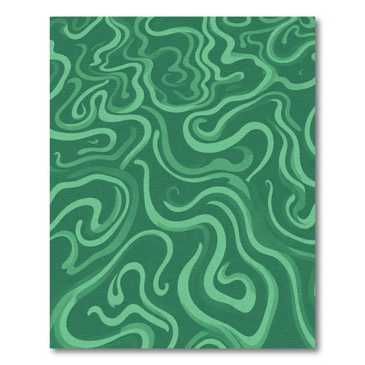 Deep Green Swirling Abstract Ribbons Rug