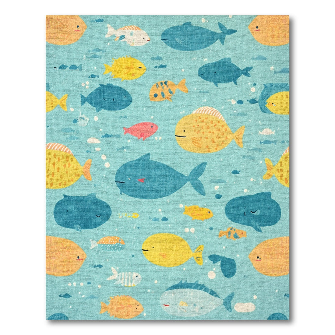 Whimsical Colorful Fish Pattern Rug