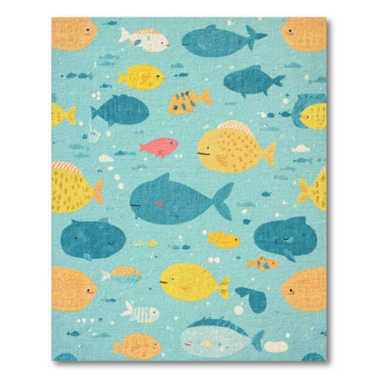 Whimsical Colorful Fish Pattern Rug