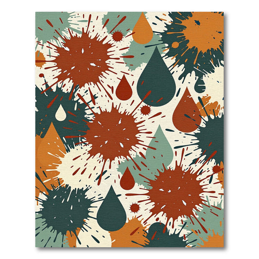 Abstract Rust Teal Droplet Splash Rug