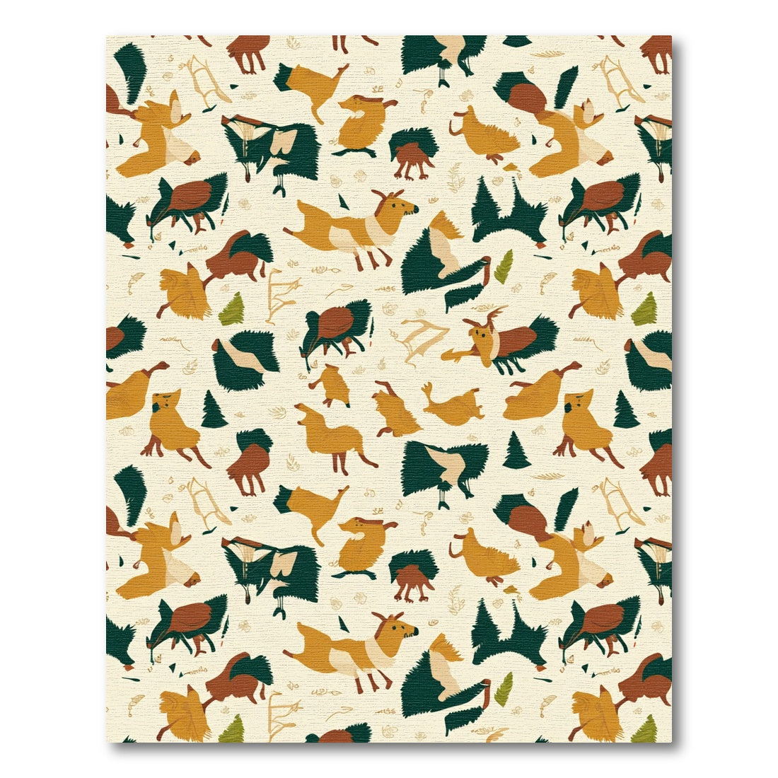 Whimsical Woodland Creatures Tan Rug