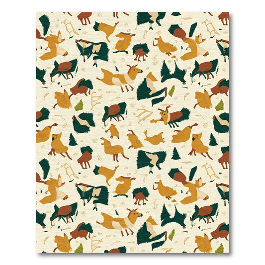 Whimsical Woodland Creatures Tan Rug