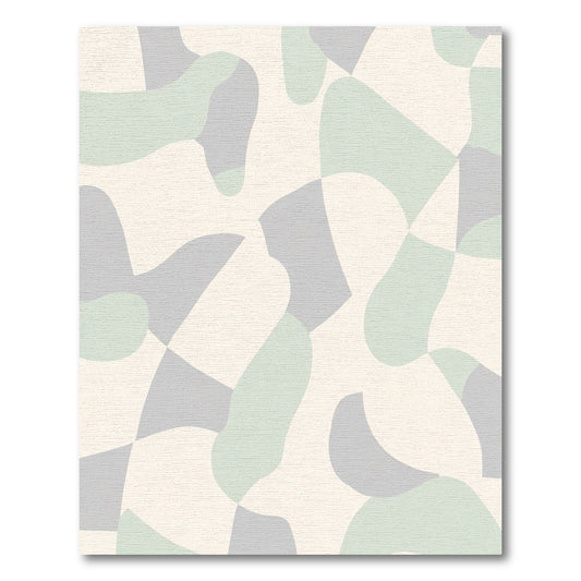 Soft Green Gray Abstract Organic Shapes Rug