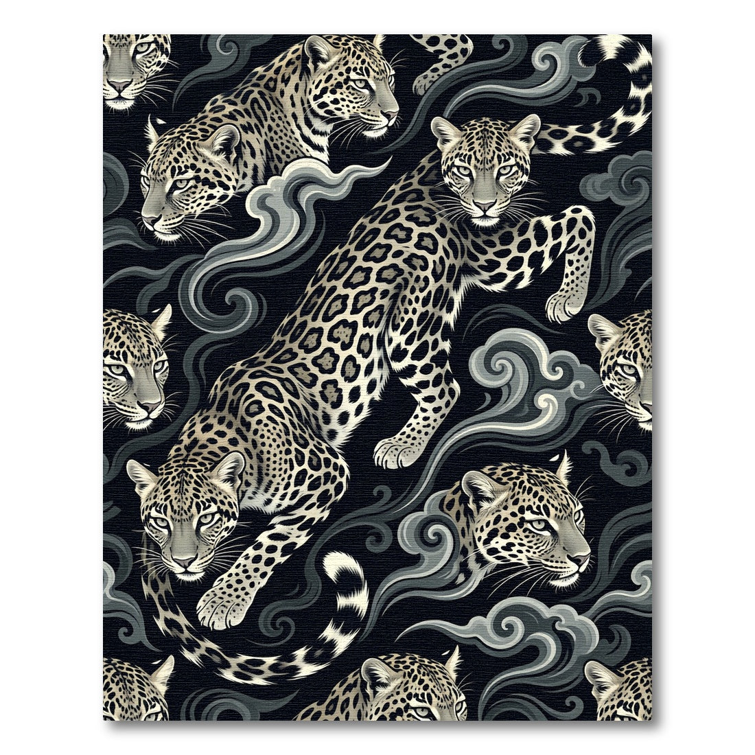 Dramatic Black Jaguar Swirls Rug
