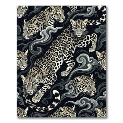 Dramatic Black Jaguar Swirls Rug