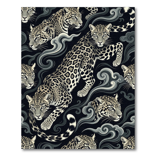 Dramatic Black Jaguar Swirls Rug