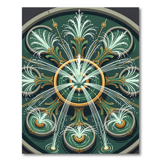Emerald Green Fountain Water Medallion Rug