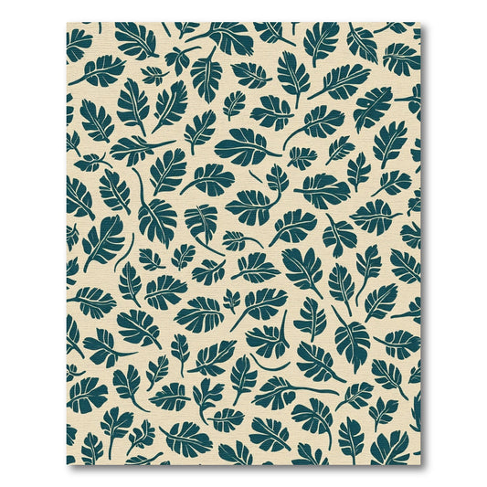 Deep Teal Leafy Scatter Rug