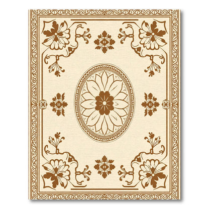 Brown Vintage Floral Medallion Border Rug
