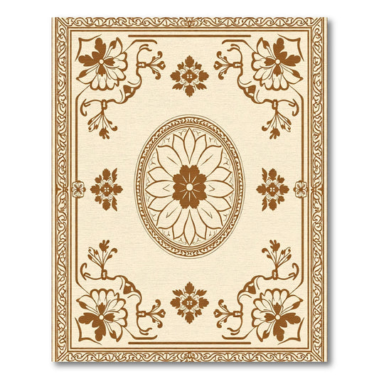 Brown Vintage Floral Medallion Border Rug