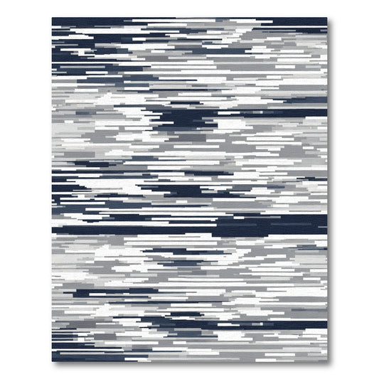 Abstract Dark Blue Gray Stripes Rug