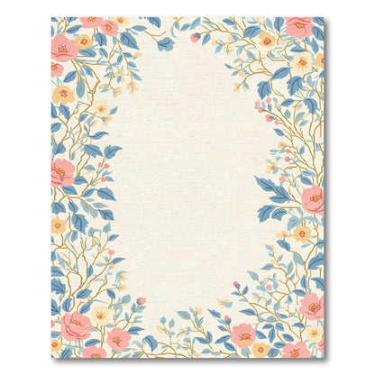 Coral Pink Yellow Blue Floral Branch Rug