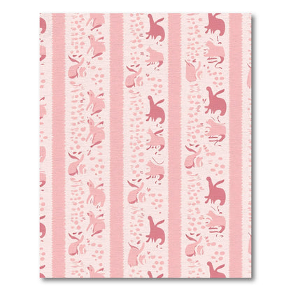 Whimsical Pink Bunny Stripe Composition Rug