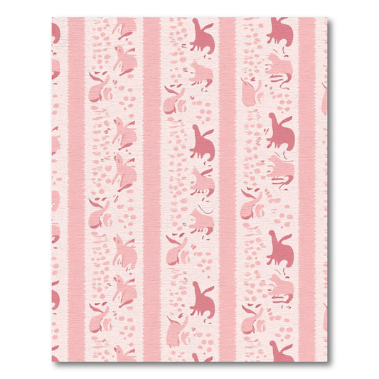 Whimsical Pink Bunny Stripe Composition Rug