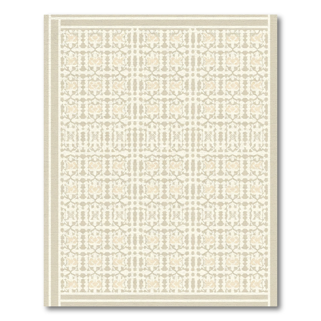 Light Tan Geometric Floral Lattice Rug