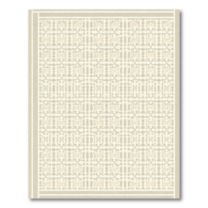 Light Tan Geometric Floral Lattice Rug