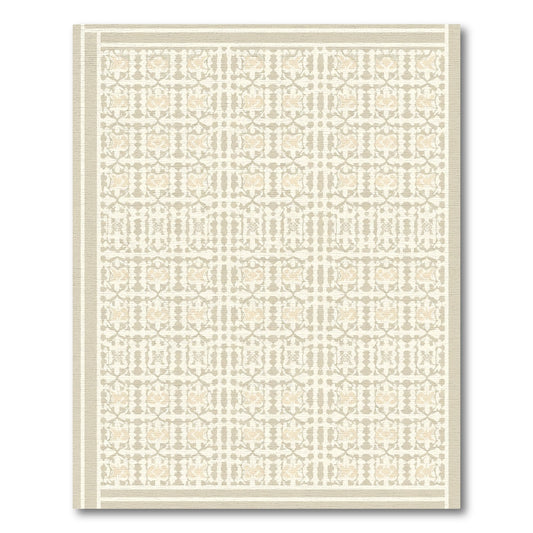 Light Tan Geometric Floral Lattice Rug