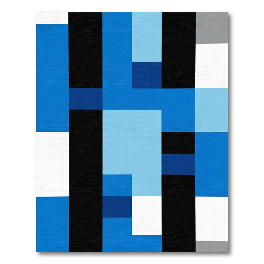 Modern Abstract Blue Geometric Shapes Rug
