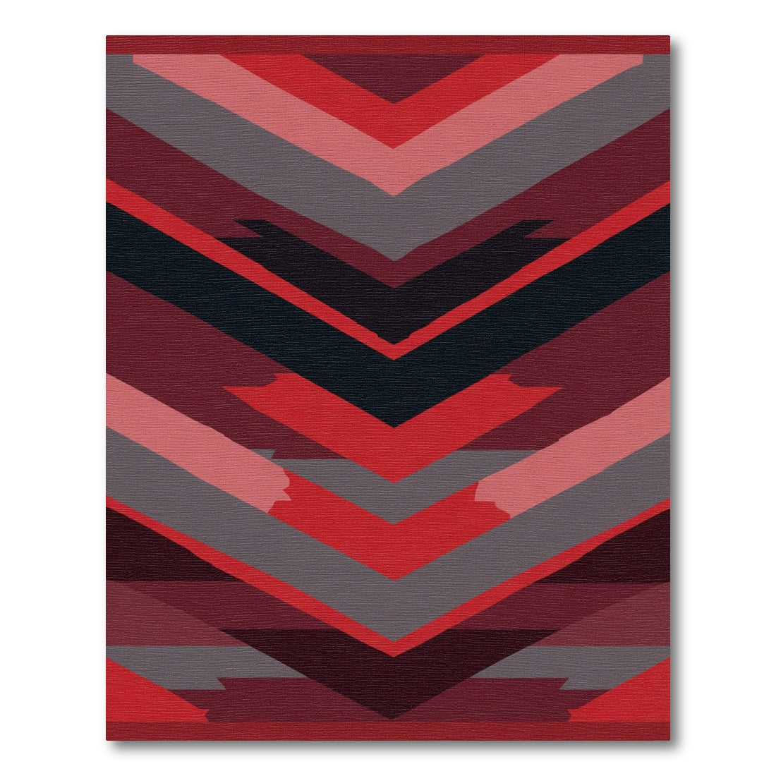 Crimson Grey Chevron Stripe Rug