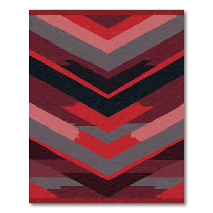 Crimson Grey Chevron Stripe Rug