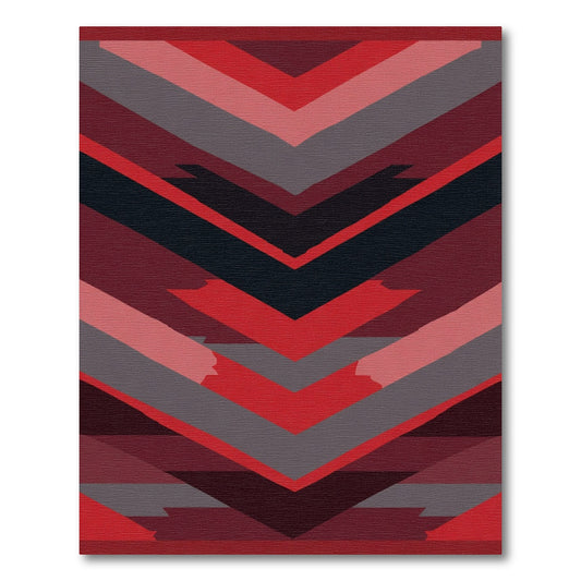 Crimson Grey Chevron Stripe Rug