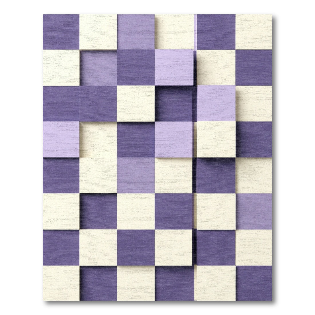 Lavender Purple Cream Checkerboard Boxes Rug