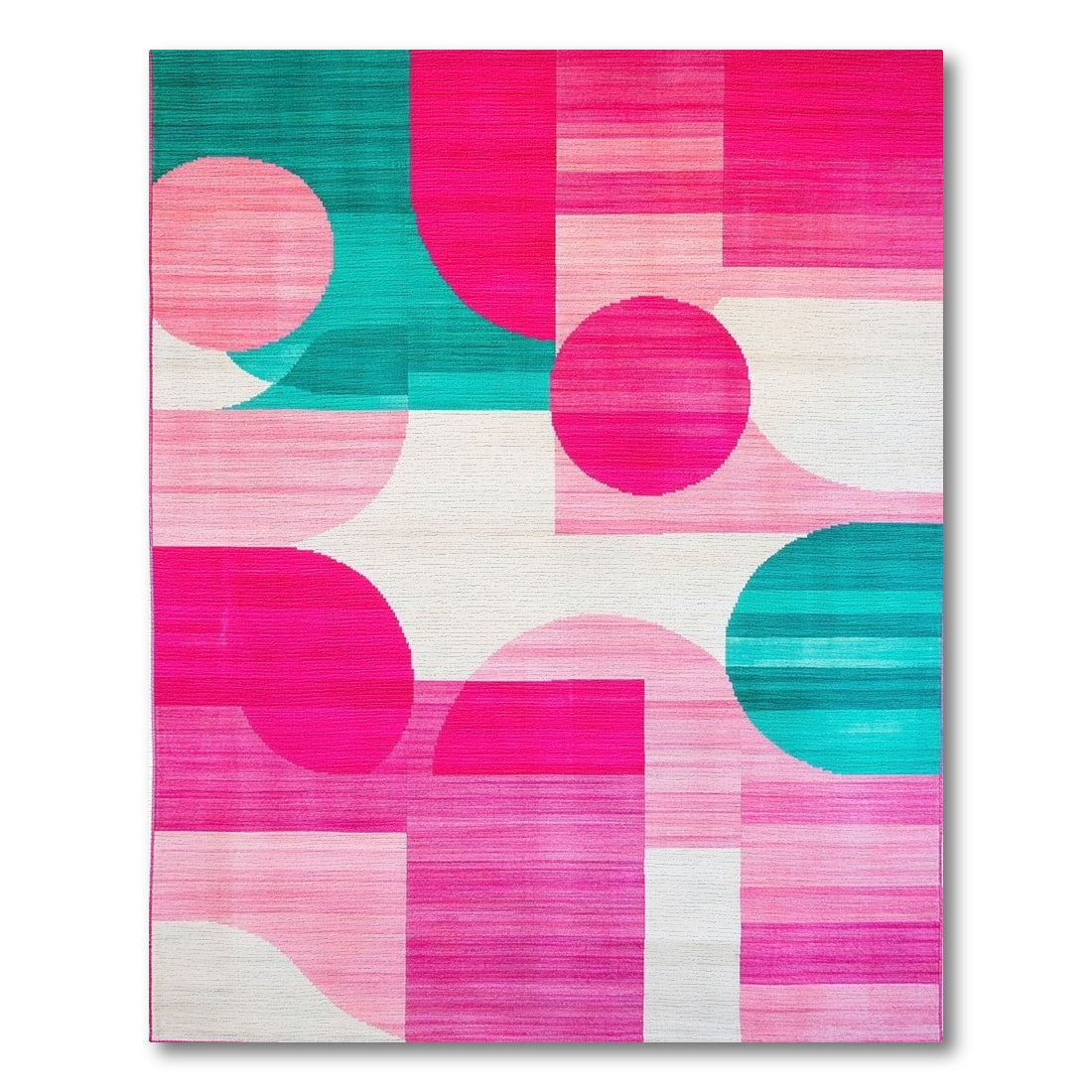 Playful Teal Pink Overlapping Circles Rug