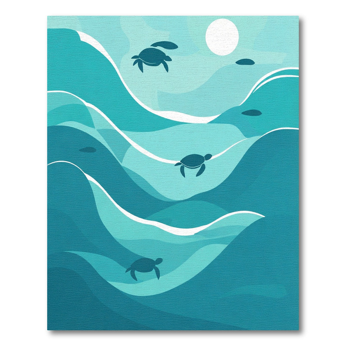 Oceanic Blue Turtle Wave Layers Rug