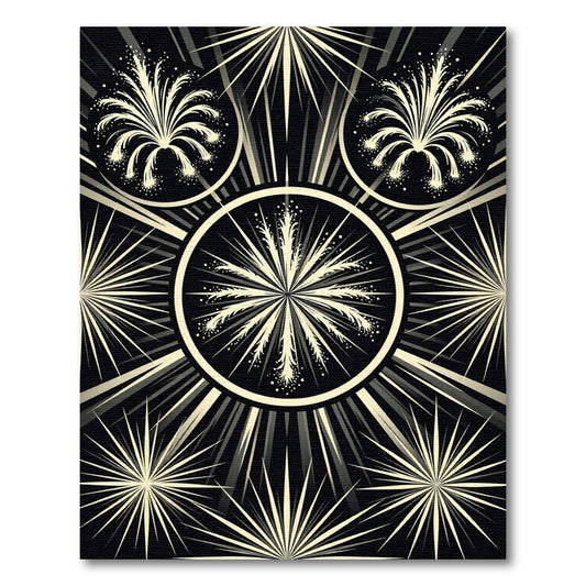 Black And Cream Burst Sunburst Rug