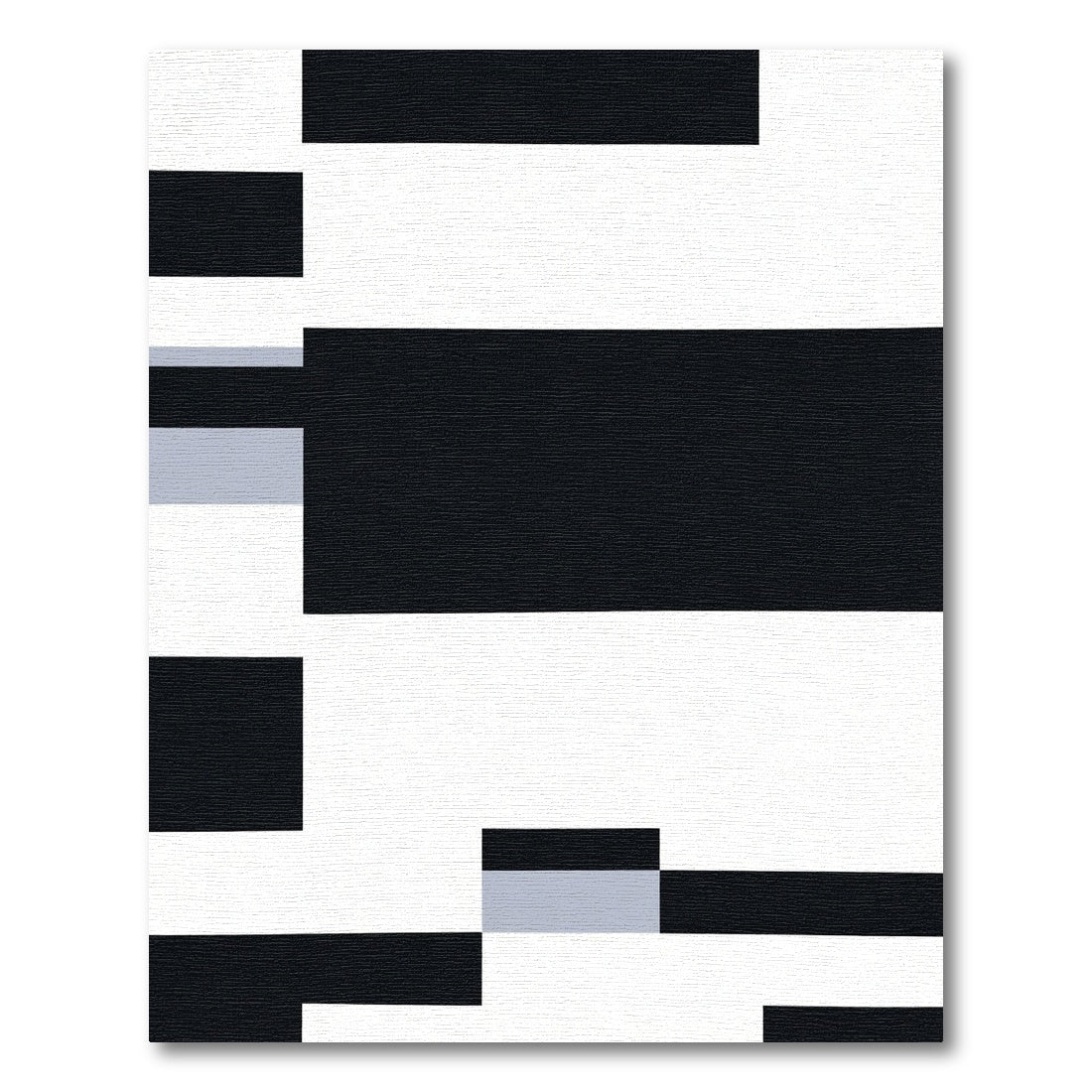Monochrome Geometric Blocks Arrangement Rug