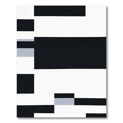 Monochrome Geometric Blocks Arrangement Rug