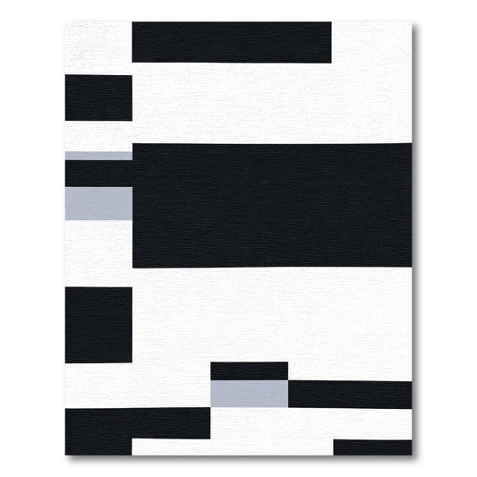 Monochrome Geometric Blocks Arrangement Rug