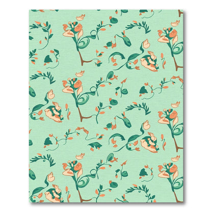 Pale Green Floral Vine Accent Rug