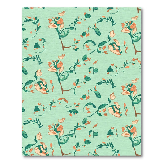 Pale Green Floral Vine Accent Rug