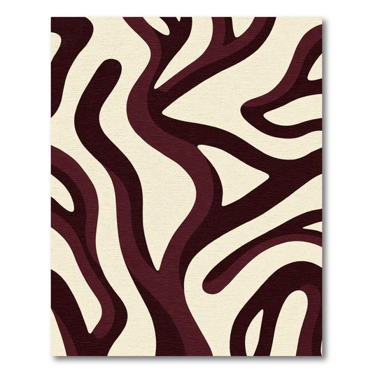 Crimson White Wavy Stripe Flow Rug