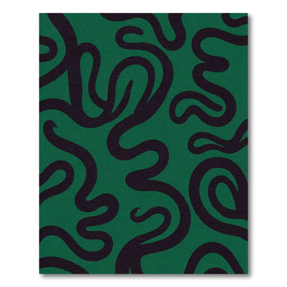 Deep Green Swirl Ribbon Composition Rug