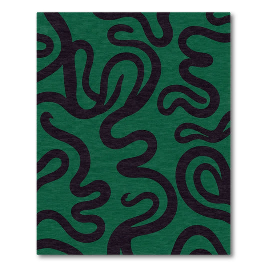 Deep Green Swirl Ribbon Composition Rug