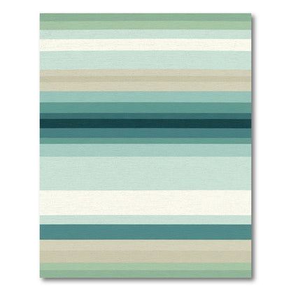 Serene Green Blue Horizontal Stripe Layer Rug