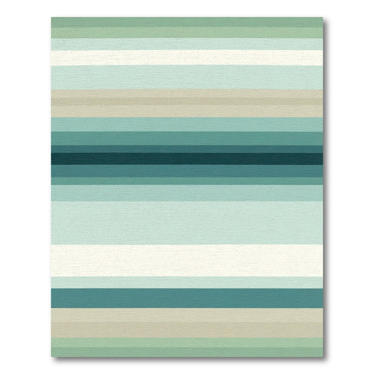 Serene Green Blue Horizontal Stripe Layer Rug