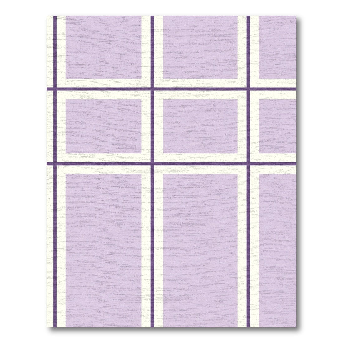 Purple Cream Grid Rectangular Rug