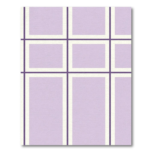 Purple Cream Grid Rectangular Rug