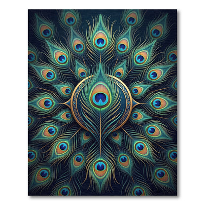 Radiant Peacock Feather Circular Medallion Rug