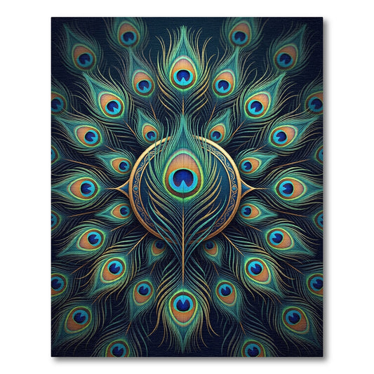 Radiant Peacock Feather Circular Medallion Rug