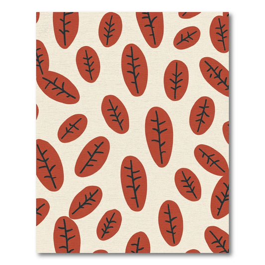 Burnt Orange Leaf Pattern Rug