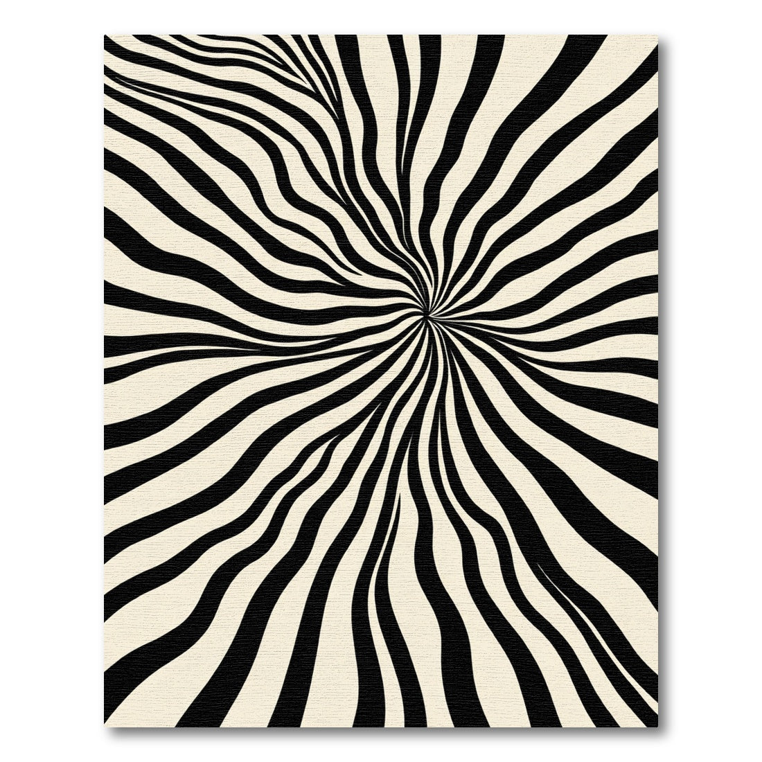 Black Cream Distorted Stripe Burst Rug