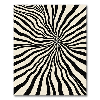 Black Cream Distorted Stripe Burst Rug