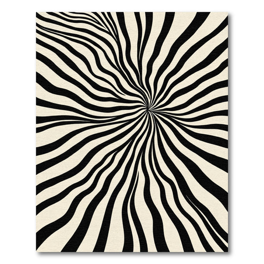 Black Cream Distorted Stripe Burst Rug